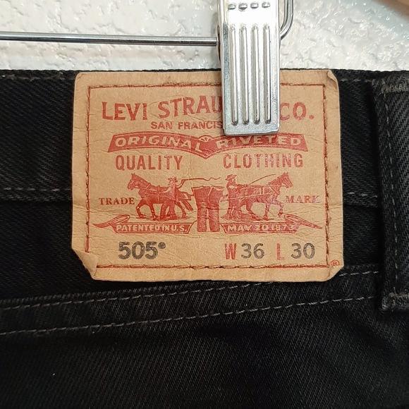 Levi's 505 Black Straight Fit Jeans Size 36 X 30 - Picture 12 of 14